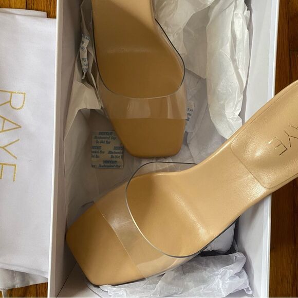 RAYE Julietta Mules in Natural shoes high heels clear PVC Revolve As Is 9 - Picture 11 of 13